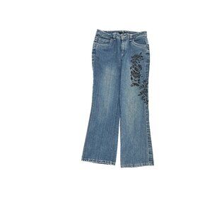 ana Bootcut Embroidered Women's size 10 Dark Wash Blue Denim Jeans